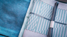 Blue kimono and white/turquoise obi